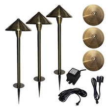 Ignite 12V LED Brass Pathway Landscape Lighting Kit – (3) 3 Watt Fixtures, Transformer, Cords