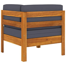 HEFZGDB 2 Piece Patio Lounge Set with Dark Gray Cushions Acacia Wood Front Porch Furniture Outdoor Patio Furniture Set Outdoor Furniture Suitable for Gardens, Pools and patios.