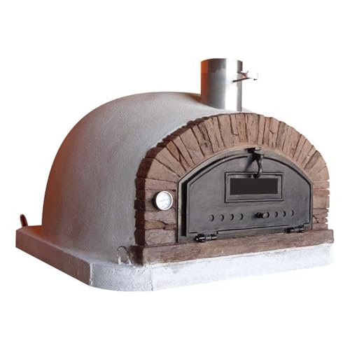 Authentic Pizza Ovens Buena Ventura Sierra Premium Wood-Fired Pizza Oven, Handmade in Portugal, Triple-Insulated Brick Oven, Drop-Down Door, Stainless Steel Chimney, Thermometer & Baking Dish Included
