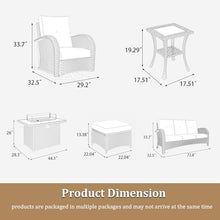 Aeeiua 10 Pieces Wicker Patio Furniture Set with Fire Pit Table, Luxury Outdoor Conversation Set with High Back Swivel Rocker Chairs