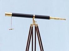 Hampton Nautical Brass-Leather Galileo Telescope 65" Gold