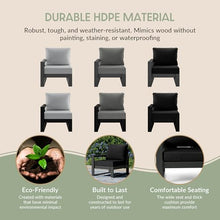 WestinTrends Montara Outdoor HDPE All-Weather Modern Patio Loveseat with Waterproof Cushions, Black