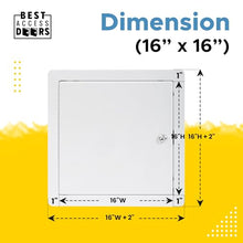 Best 16" x 16" Medium Security Access Panel, 14-Gauge Access Door with Rounded Corners & 1" Exposed Flange, Key-Operated Cylinder Cam Latch, Continuous Piano Hinge, White Powder Coat, BA-MSD