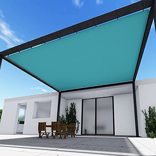 TANG 24' x 40' Waterproof Shade Cloth with Grommets, Sun Shade Sail Rectangle Straight Side, 260 GSM UV Block Fabric Patio Canopy for Deck Carport Backyard Pergola Cover, Turquoise
