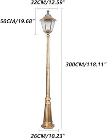 LIPJIA Lamp Post Lights Outdoor,118.11in Outdoor Garden Lamp Post Light Aluminum Exterior Path Pillar Lamp Pillar Post Light Glass Lantern Single Head Bollard Path Lamp Waterproof IP65 Post Light P