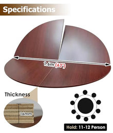 Round Folding Patio Table - Thick Top Extender, 130cm(160 cm/63 inch)