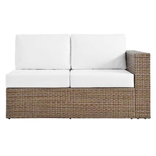 Modway Convene Wicker Rattan Outdoor Patio Sectional Sofa and Ottoman Set Cappuccino White