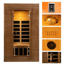 amocane Infrared Cedar Wood Sauna Room 1-2 Person with Control Panel and Bluetooth Speakers