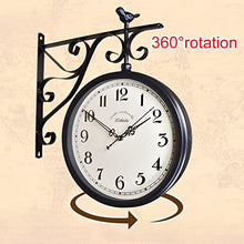 ERTTGWGF Double-Sided Arabic Numeral, 360° European Retro Rotating Clock Decoration, Suitable for Corridor, Outdoor, Entrance Decoration