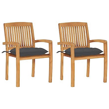 RJPLMFV Patio Chairs 2 pcs with Anthracite Cushions Solid Teak Wood Outdoor Chairs Balcony Chair Deck Chairs for Gardens, courtyards