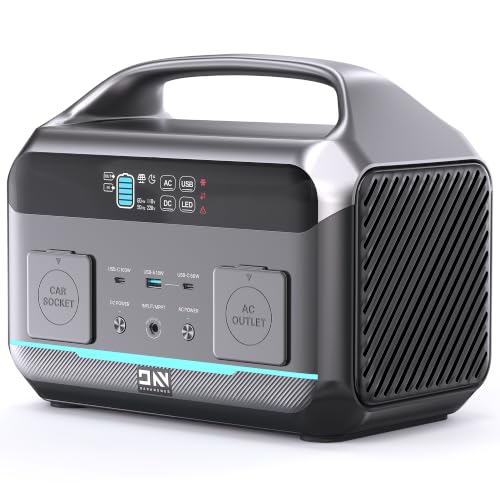 DaranEner Portable Power Station 1200W Peak, 576Wh LiFePO4 Power Bank with Built-in UPS Backup, 600W Power Station, 1.1H Fast Charge Solar Generator for Camping Home Emergency RV Power Outage