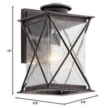 Kichler Argyle 15" LED Outdoor Wall Light with Clear Seeded Glass Weathered Zinc