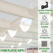 Farm Plastic Supply - White Shade Cloth - 50% - Mesh Fabric for Fence Privacy Screen, Garden Shade, Mesh Fence Screening, Shade Cloth Rolls, Wind Screen (6' x 175')