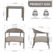 Hassyee 3 Pieces Bistro Set with Square Coffee Table and PP & Steel Frame for Backyard, Balcony, Outdoor Furniture Set with Soft Cushions and Anti-Slip Bottom for Poolside, Lawn (Warm Grey)
