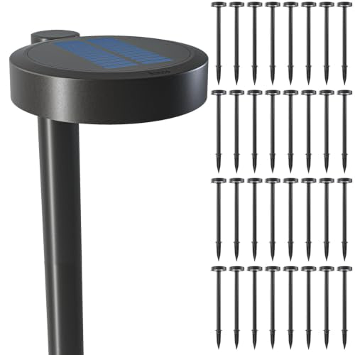 Sunco 32 Pack 2W LED Solar Pathway Walkway Backyard Garden Patio Residential Ambient Decorative Outdoor Light-MD4, 120 Lumens, Selectable CCT 2700K Soft White /4000K Cool White, Dimmable, 3.7V