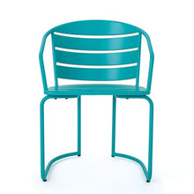 Merax Bistro Table and Chairs Set of 2, Retro Iron Outdoor Bistro Set, Oval Tabletop Coffee Table Dining Chairs All-Weather Bistro Set for Porch Patio Balcony Lawn Garden (Teal)
