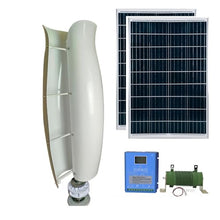 5KW Wind Turbine Generator Kit 12v 24v 48v Vertical Axis Wind Turbine Set With 2pcs 100W Photovoltaic Panels Breeze Start Wind And Solar Complementary Power Generation System(White,24V)