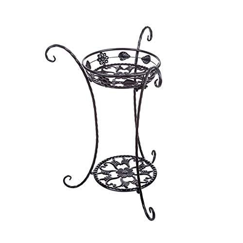 SIDUFHAOPKLL European Double-Layer Wrought Iron Flower Stand Pot Shelf Balcony Living Room Rack