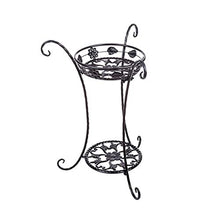 SIDUFHAOPKLL European Double-Layer Wrought Iron Flower Stand Pot Shelf Balcony Living Room Rack