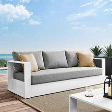 Modway Tahoe Aluminum Outdoor Patio Sofa in White Gray