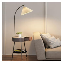 ZHONGCHENGWU Floor Lamp Modern Floor Lamp with Side Table & USB Charging,Bedroom Nightstand(Black)