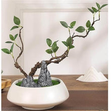 YXIANG56Q Fake Plants Chinese-Style Bonsai, Artificial Green Plants, Teahouse Tea Room Landscape Decoration Bonsai Tree(Black)