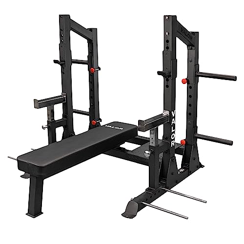 Valor Fitness Competition Bench Press Rack with Safety Spotter Bars Black