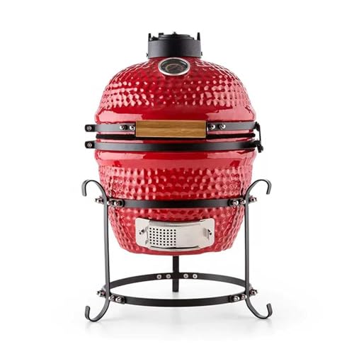 Outdoor Ceramic Grill, BBQ Smoker with Stainless Steel Grid Pan for Backyard Camping & Garden Party, Picnic(Red)