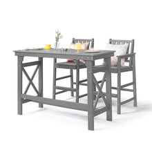 3 Pieces HDPE Outdoor Patio Bar Set, Rectangular Bar Height Table and Chairs Set, Patio Bar Stools Set, HDPE Outdoor Bar Table and Chairs Set for Balcony, Poolside, Porch (Grey, 2 Chairs + 1 Table)