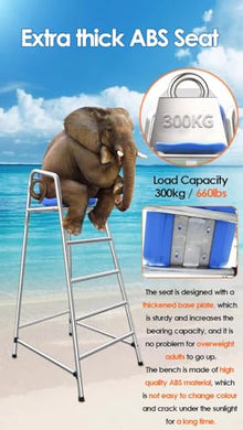 UMJIGF 120cm/150cm/180cm Tall Lifeguard Chair for Pool, Lake and Beach, Portable Outdoor Stainless Steel Barstool Pool Life Guard Chairs with Comfortable Seat for Deck Patio,Silver-H 150cm/59inch