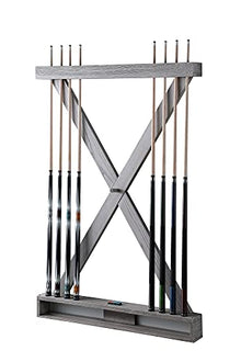 Playcraft X Style Hardwood 8 Cue Billiard Equipment Wall Rack Pewter