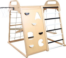 Hopscotch Squad Indoor Kids Jungle Climbing Gym 9-in-1 Wooden Play Set