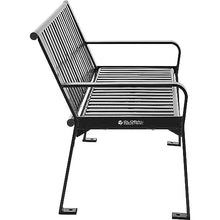 Global Industrial 4 ft. Outdoor Park Bench with Back, Vertical Steel Slat Black