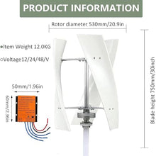 MazmornFly 3000W Garden Vertical Wind Turbine Generator Kit, Three-Phase AC Vertical Wind 12V 24V 48V 220V Wind Turbine with MPPT Controller for Home Industrial Energy Equipment 220V