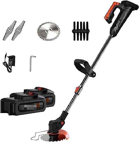 AMYYTL Cordless Grass Strimmer Electric Lawn Mower, with 3 Style 9000mA Battery Rechargeable Portable Weeder Home Small Walk-Behind Lawn Mower for Garden Lawn Shrub Trimming Outdoor