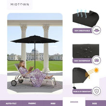 Midtown Umbrellas Push and Pop - 10 Ft Patio Umbrella, Black Canopy