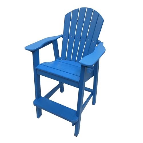 Phat Tommy Tall Adirondack Chair - HDPE Outdoor Furniture - Poly Adirondack Bar Stool - Heavy, Stress Free Furniture for Balcony, Deck, Patio, Front Porch, Blue