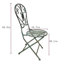 FENOKD Folding Side Table Distressed Outdoor Table Chairs Set Foldable Coffee Table Outdoor Garden Table Small Round Patio Table - Green (Two Chairs)