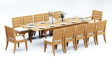 TeakFurnitureOutlet A-Grade Teak 13pc Dining 118" Rectangle Table Atnas Chair Set Outdoor Patio