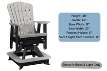DutchCrafters Slat Fan Back Poly Balcony Adirondack Swivel Glider with Footrest Outdoor Patio Chair Tudor Brown & Weatherwood