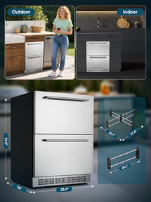 FOHERE 24" Undercounter Drawer Refrigerator, Waterproof Indoor, 5.12cu.ft