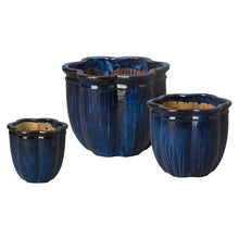 Emissary - Scalloped Planters S/3, Deep Blue 10,14,16" H