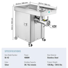 VEVOR Commercial Electric Meat Grinder 4000W Stainless Steel Silver