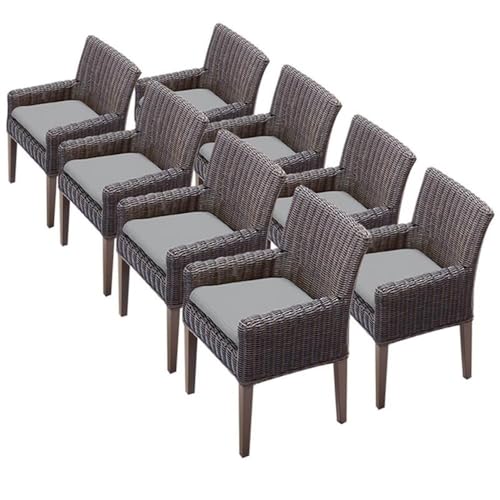 Afuera Living Contemporary Patio Dining Arm Chair Set of 8 Extra Gray Covers