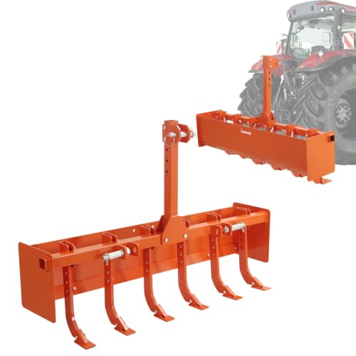 Garvee 55 Inch Box Blade for Tractor, Heavy Duty Land Leveler with 6 Adjustable Shanks, Compatible with CAT 0 Tractors