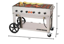 Crown Verity CVMCB48 48" Liquid Propane Mobile Grill with 99000 BTU Capacity Two 14 Wheels and Two Total Lock Casters : Stainless