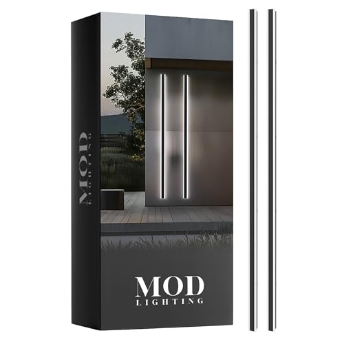 MOD LIGHTING Haylen Wired LED Outdoor Wall Light (2-Pack), 94" Water Resistant Outdoor LED Sconce, Remote Dimming Modern Wall Sconces for Patio, Garage, Black