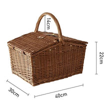 FENOKD Picnic Basket Wicker Picnic Basket Sets for 4 Persons, Natural Hand Woven Willow Hamper Basket with Service, Picnic Basket for Family,Party,Outdoor,Camping，