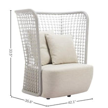 Outdoor Escape Beige Wide Outdoor Club Seating with Cushion, Modern Patio Lounge Featuring Woven Backrest and Soft Upholstery for Comfortable Relaxation