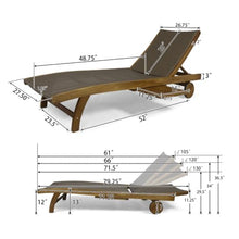 Homyee Premium Brown Patio Chaise Lounge w/Sturdy Acacia Wood Frame & PE Wicker Seat for Poolside, All Weather Outdoor Sunbed Lounge Chair w/Pull Out Side Tray and Wheels for Garden, Deck, Set of 2